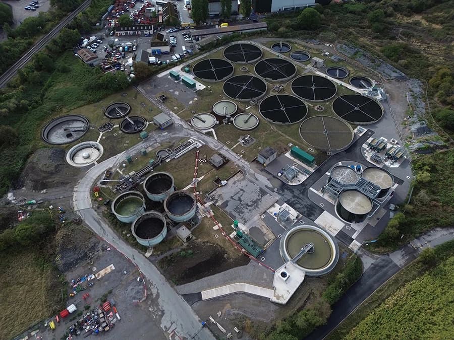 Water treatment works from above